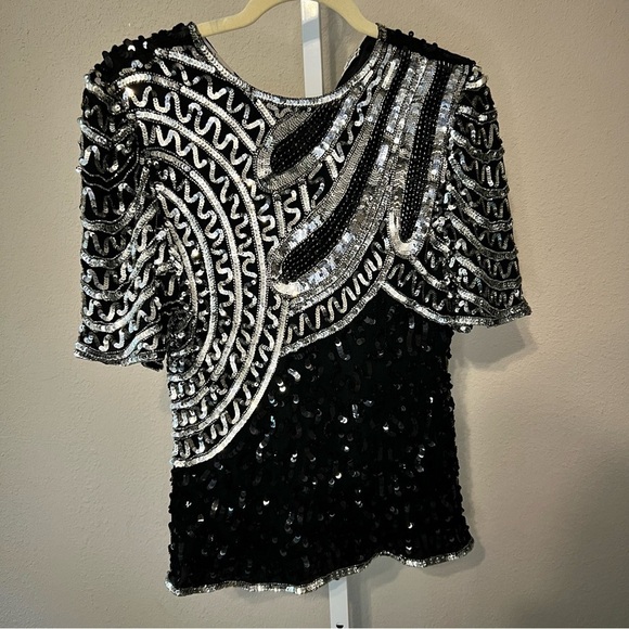 Laurence Kazar Tops - LAURENCE KAZAR Sequined Blouse